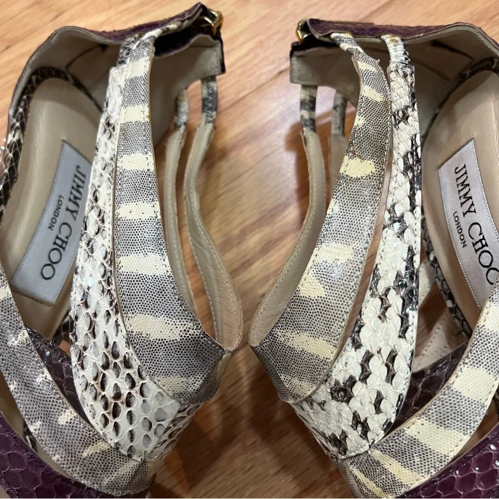 Jimmy Choo Multi Color Python and Lizard Cyndi Lucite Rhinestone Heels - Picture 8 of 15